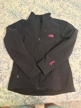 The North Face Black Utility Jacket with Pink Ribbon Accent